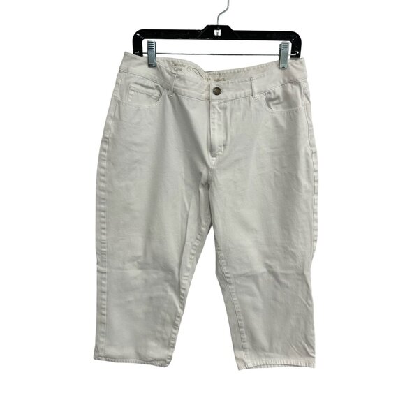 Coldwater Creek Natural Fit Crop Leg Capri Pants White Sz 14 Casual Minimalist - Picture 1 of 10